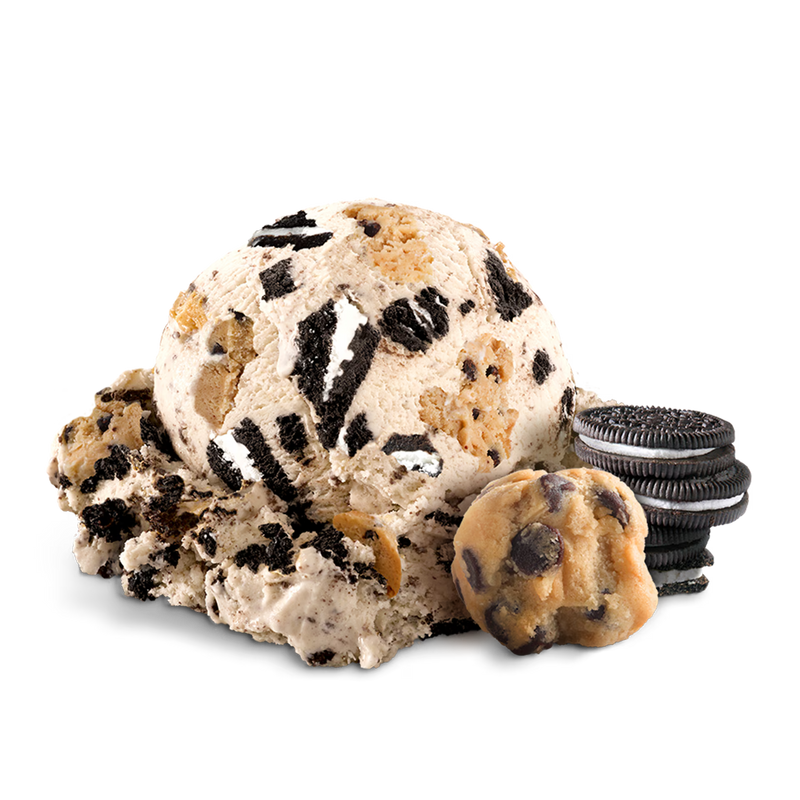 Cookie Dough S’Wich Up Vanille-Eis mit schokoladigen Sandwich-Cookies, Chocolate-Chip-Keksteig-Chunks und einem Schoko-Cookie-Strudel